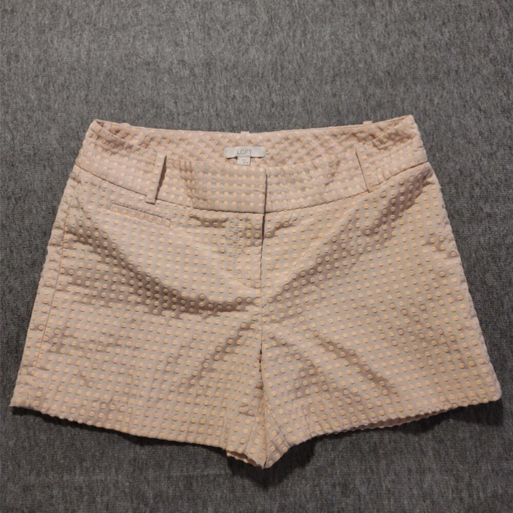 Ann Taylor Shorts Women’s Size 4 LOFT Marisa Beige Peach Polka Dot